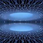 Explore a stunning modern dome architecture with intricate patterns and futuristic symmetry in a cool blue tone.